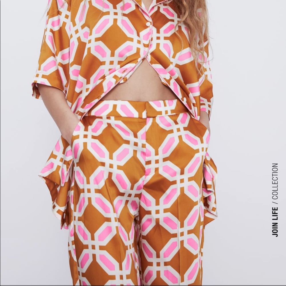 ZARA BNWT Pajama Style Lounge Wear Pants - Picture 4 of 15